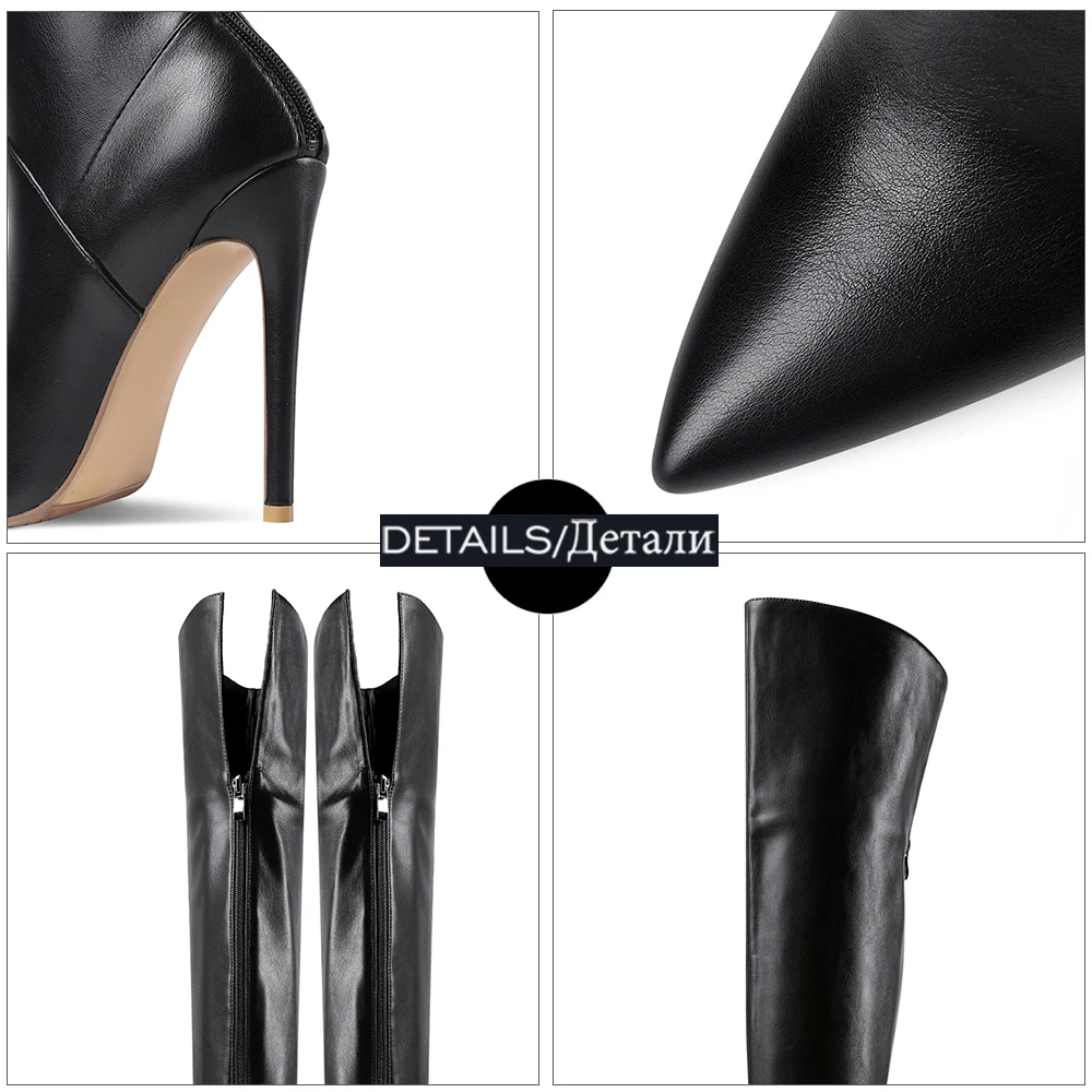 

WETKISS Thin High Heel Thigh High Boot Women Sexy Pointed Toe Over The Knee Boots Stiletto Zipper Keep Warm Winter Boot Wide