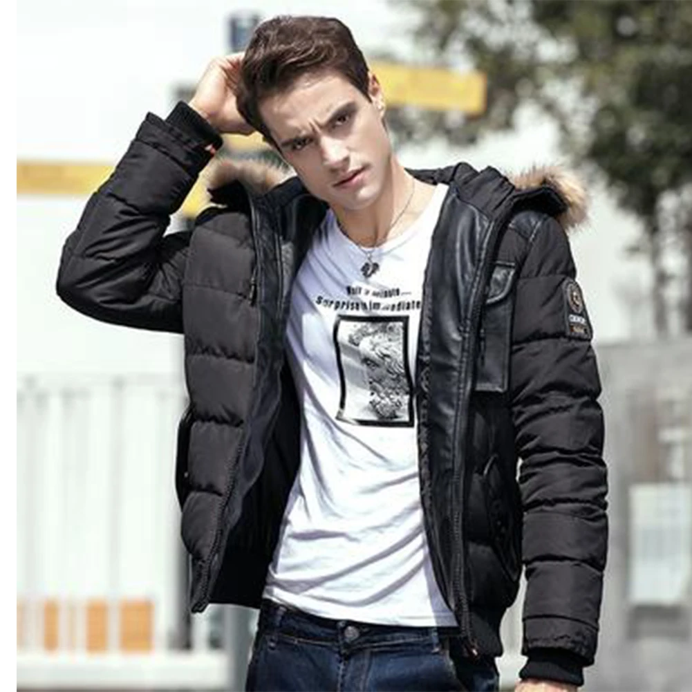 

Men Faux Fur Collar Coat Autumn Winter Warm Men Cotton-Padded Coat Jackets