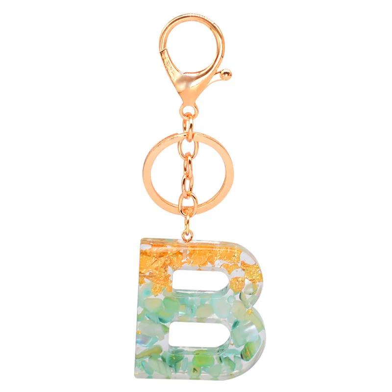 

A-Z Gradient Initials Keychain Crystal Drip Glue Letters Keyring for Women Bag Accessories Car Key Chain Jewelry Pendants