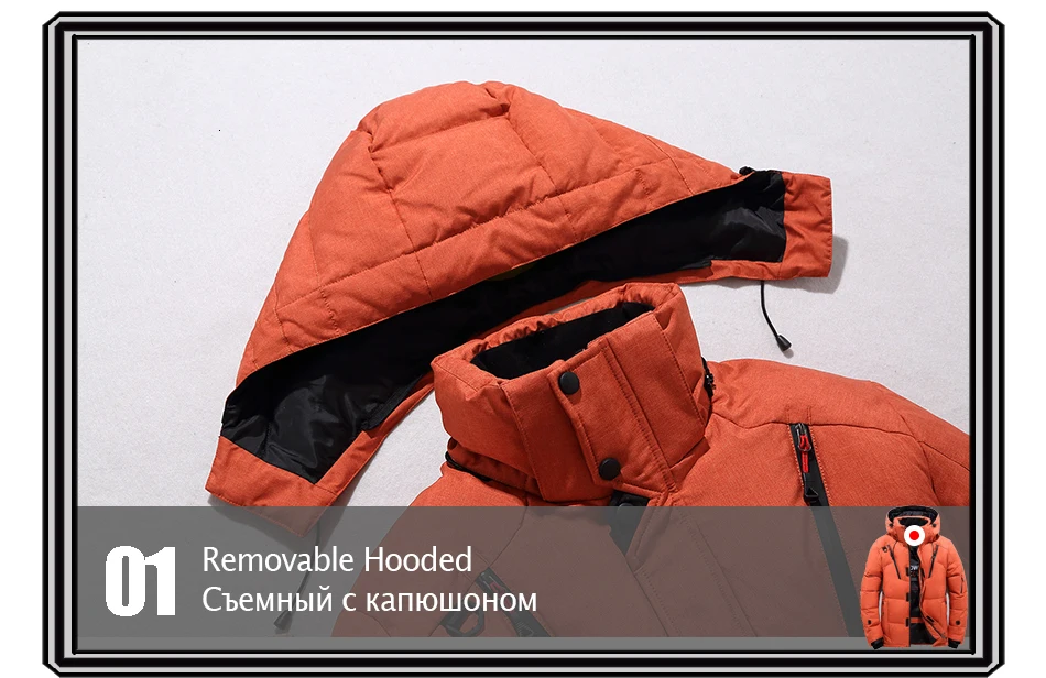 Varsanol мужские пуховики зимние Утепленные 90% белые утиные толстые отстегивающиеся парки с капюшоном на снежную погоду Мужская брендовая одежда верхняя одежда