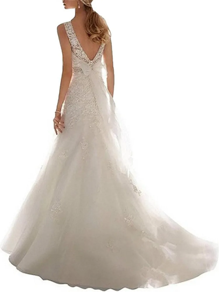 Женское свадебное платье-русалка роскошное платье с V-образным вырезом