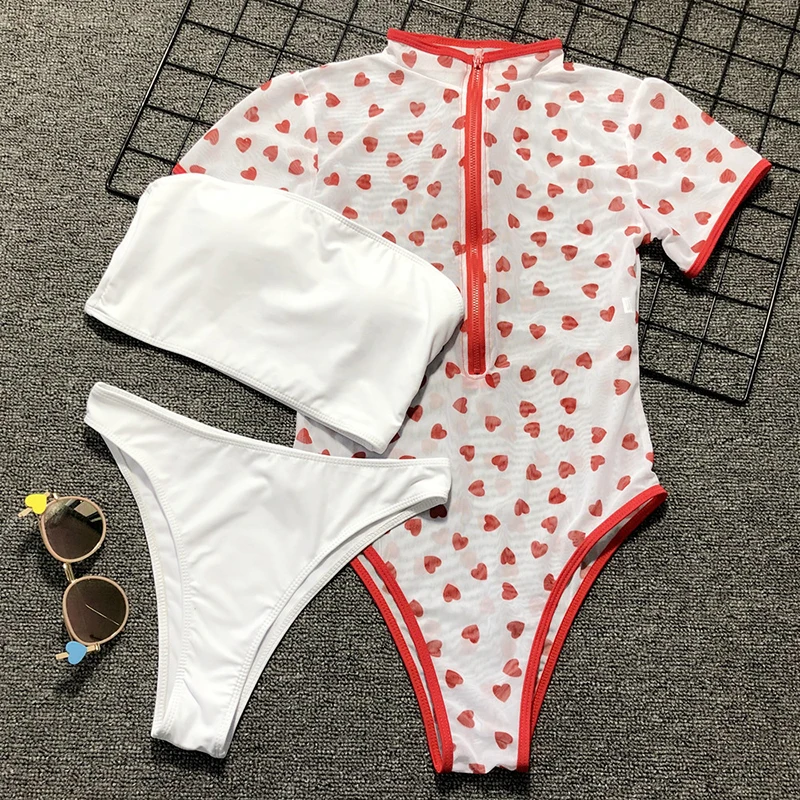 NatureAct женский модный цельный купальник на молнии из трех частей пляжная одежда