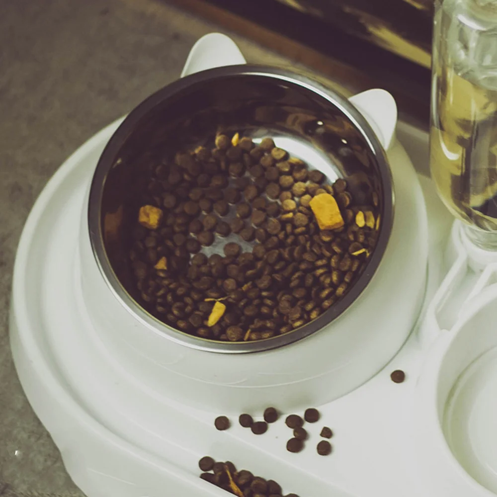 1 Set Double Bowl Automatic Drinking Pet Feeder Creative Feeding Basin Cat Food Water Supply for Dog (Whit | Дом и сад