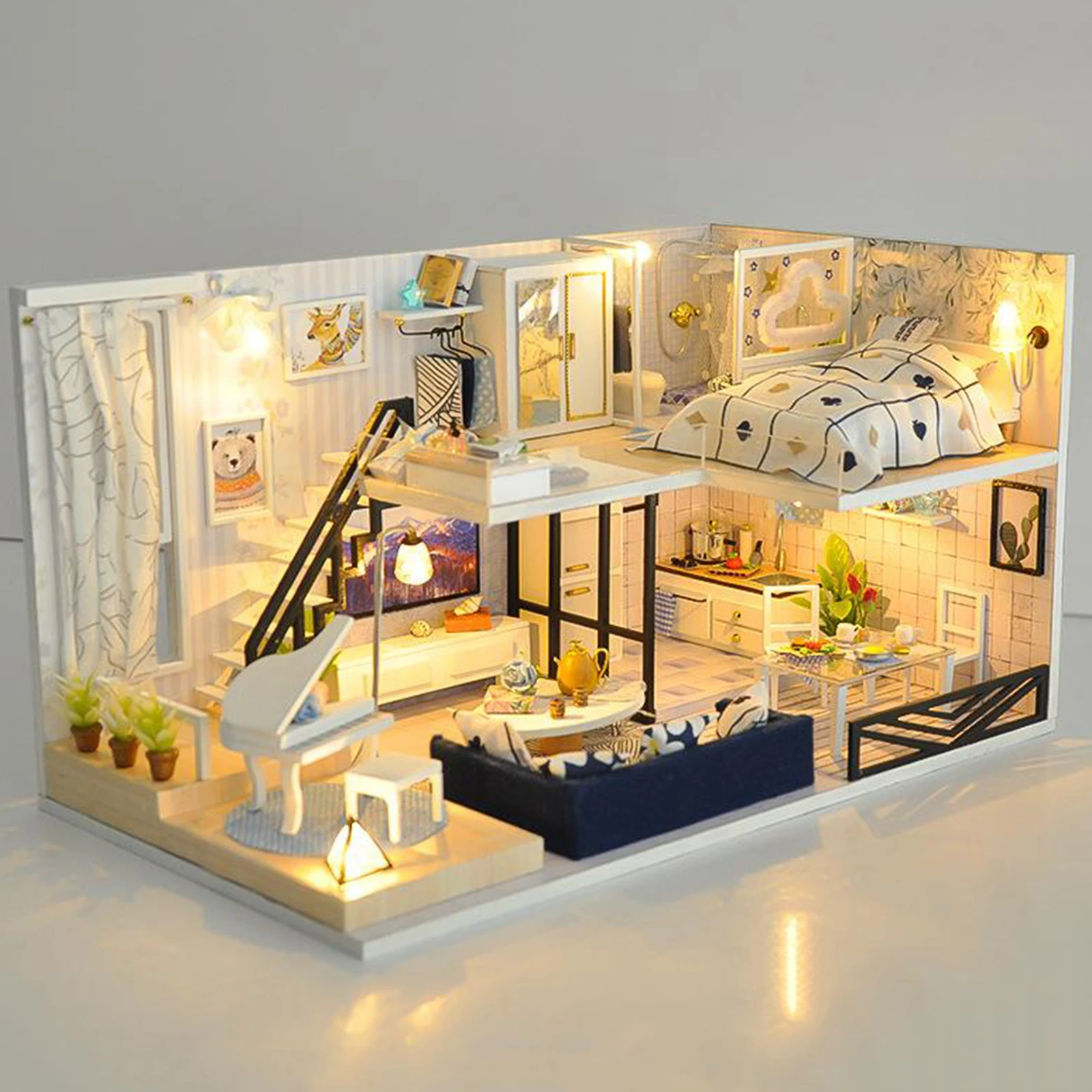 

Кукольный домик «сделай сам», деревянный миниатюрный комплект мебели для кукол, игрушки для детей, подарок на Рождество