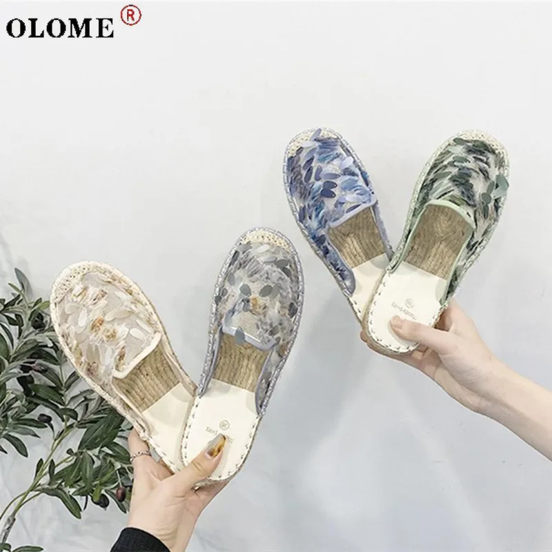 

2021 Women's Straw Woven Fisherman Flat Shoes Retro Non-slip Casual Shoes Lace Sequin Fisherman Shoes Comfortable Women's Shoes