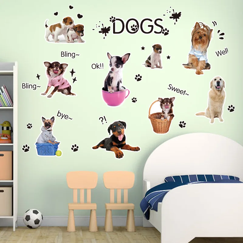 

Dog Adventure Wall Stickers Children's Room Bedroom Background Wall Decals Home Decor Removable Vinyl Wallpaper