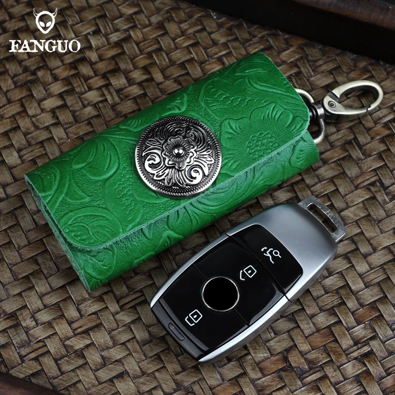 

Portable Genuine Leather Housekeeper Storage Pouch Car Keychain Key Holder Bag Case Unisex Wallet Cover Bag Mini Key Wallet