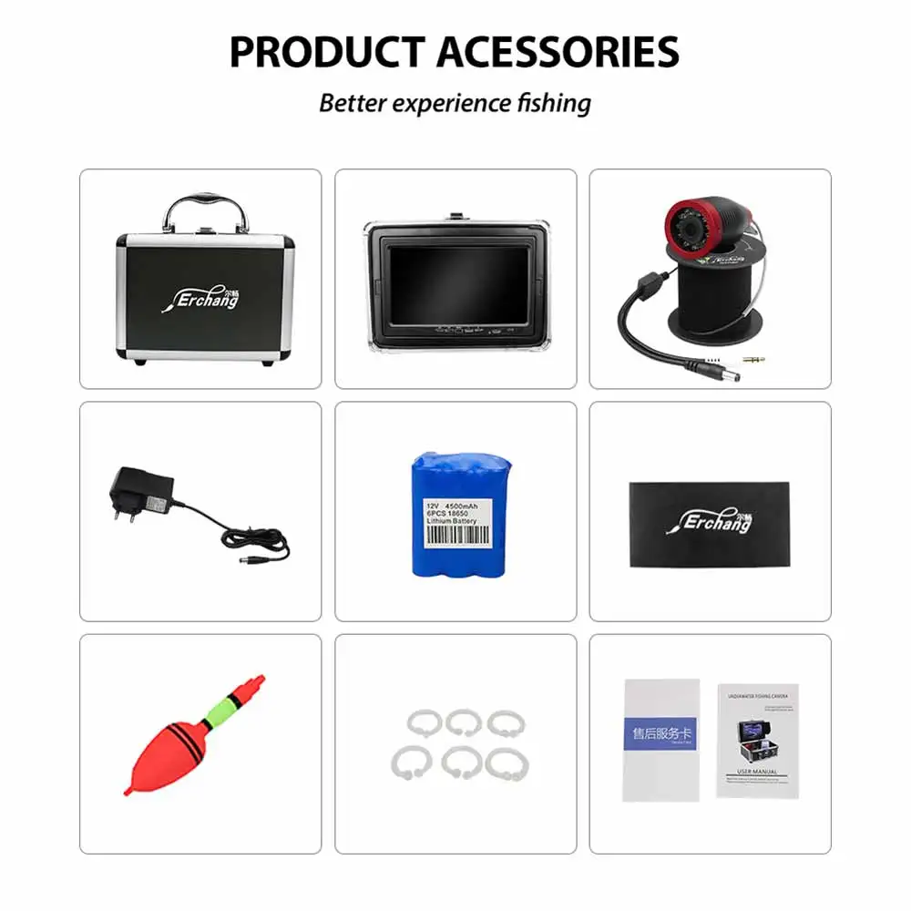 

HD Video Camera 7" Inch For Fishing 1200TVL 4500MA 1280*720PX Night Vision Underwater Camrea For Fish Finder Fishing Outdoor