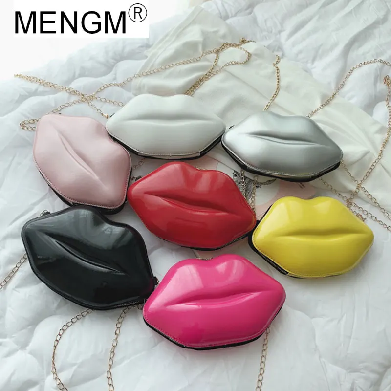 Женская сумка MENGM с золотыми цепочками кошелек для девушек через плечо поцелуями