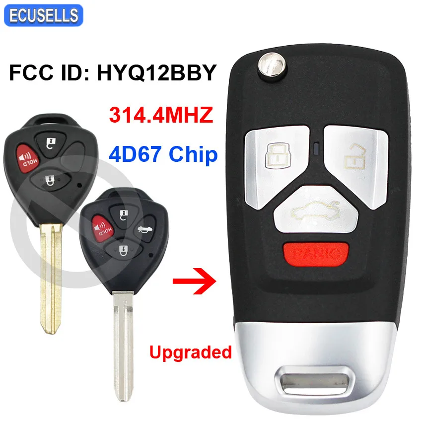 Модернизированный складной дистанционный ключ 314 4 МГц с чипом 4D67 для Toyota Camry 2007 2011