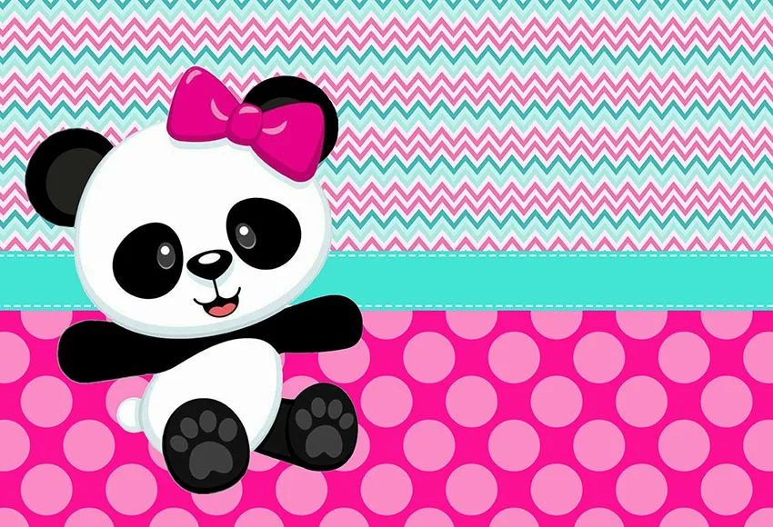 

7X5 футов милый розовый бант панда пятна Цвет шеврон вечевечерние НКА пользовательский фото фон винил 220 см X 150 см