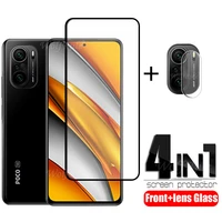 4 in 1 for xiaomi poco f3 glass for poco f3 tempered glass flim protective full cover screen protector for poco f4 f3 lens glass