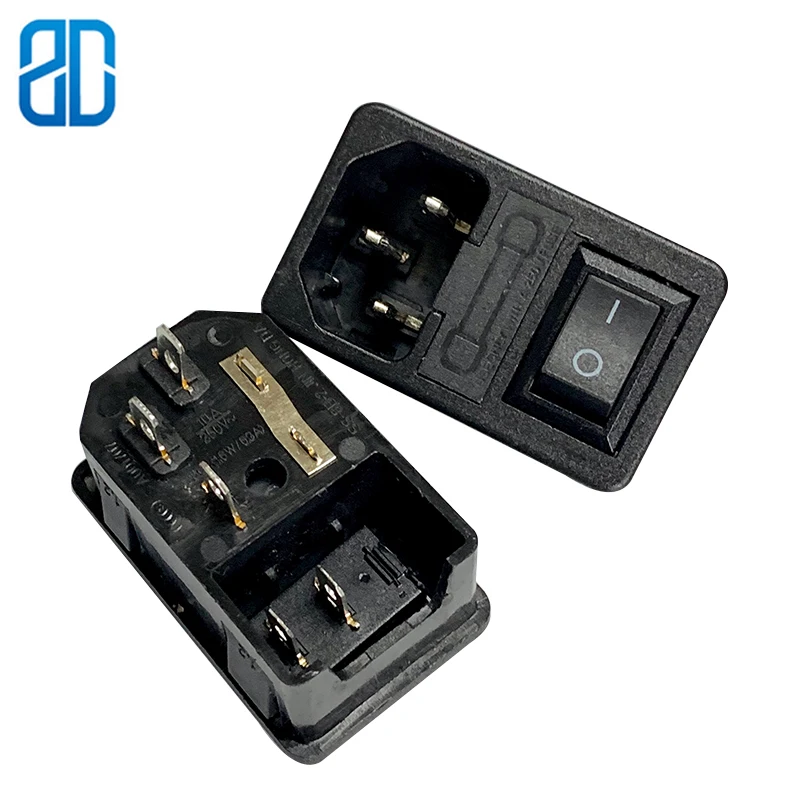 10 шт. IEC320 C14 с кнопочным переключателем 3 в 1 плавкой предохранителей 2 Встроенная