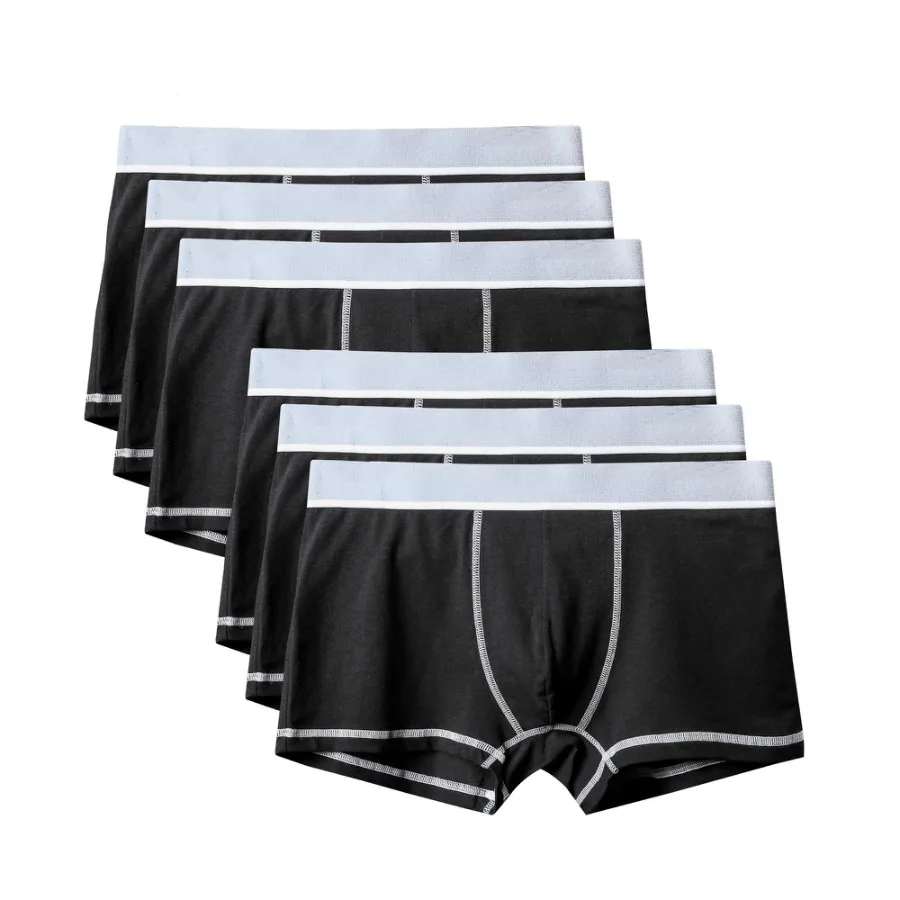 6Pcs A0608 Black 6 шт./лот, фирменное качество,, новые модные сексуальные хлопковые шорты, мужские боксеры, шорты, мужское нижнее белье, мужские трусы, мужская одежда - Цвет: 6Pcs A0608 Black