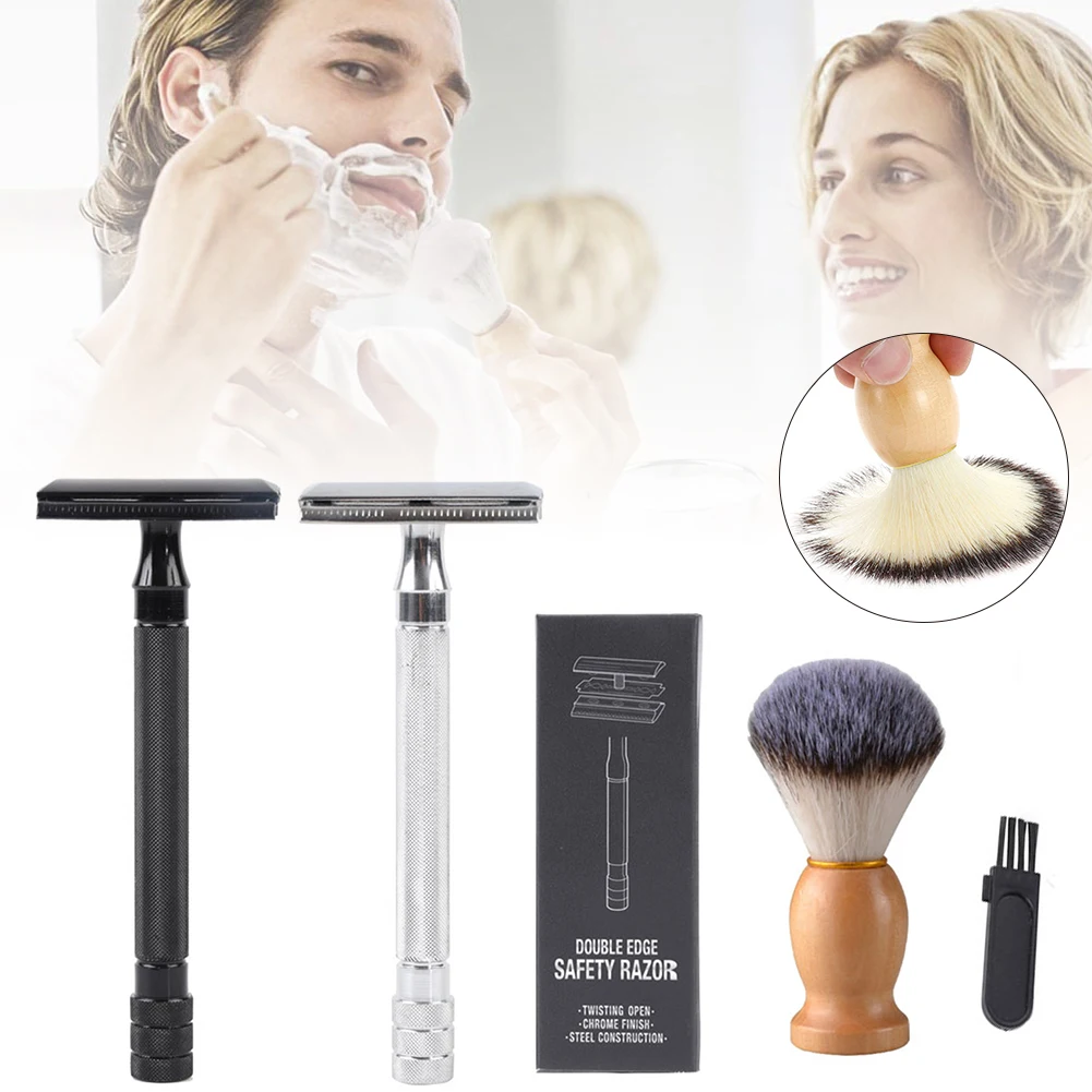 

Double Edge Safety Razor Manual Long Handle Stainless Steel Soft And Smooth Beard Razor Beard Cleaner Best Gift For Men