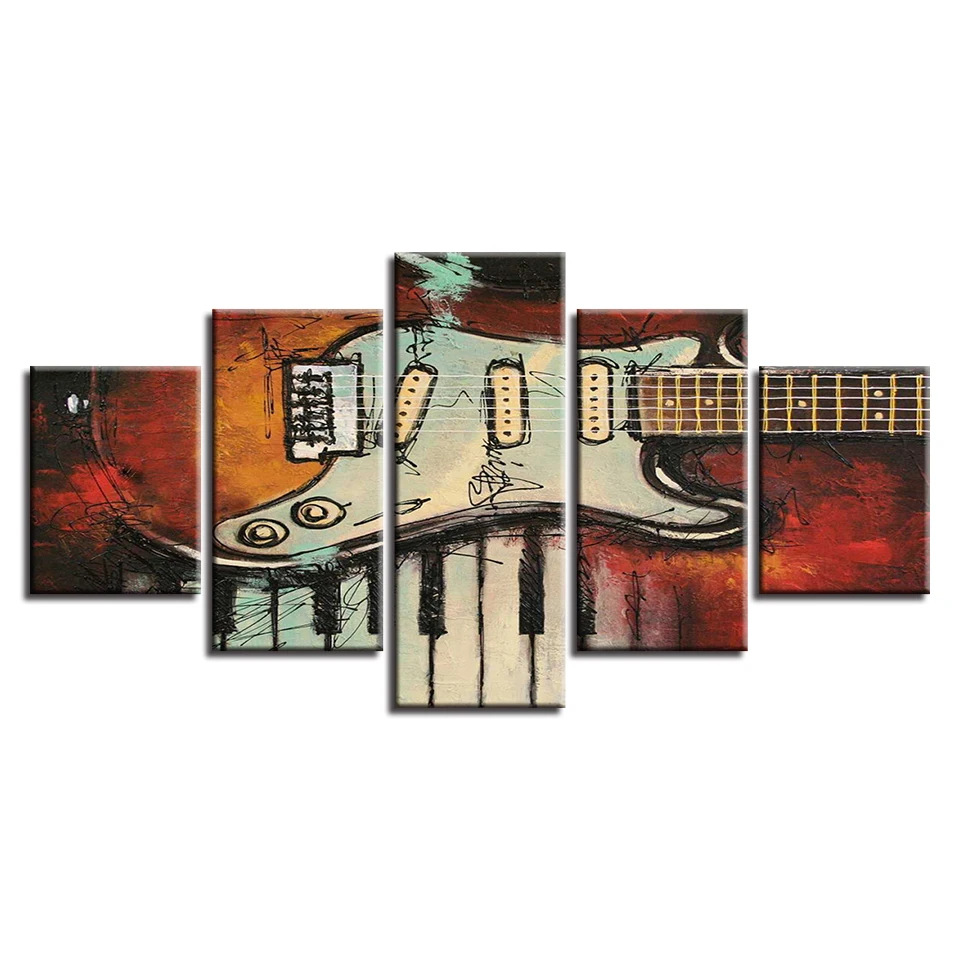 Модульная для украшения комнаты Настенные картины 5 шт. Музыкальные инструменты