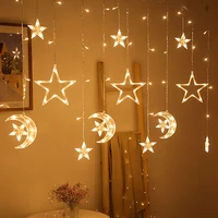 christmas lights led 3 5m curtain light garland star moon decor for home 220v fairy lights outdoorindoor festival string light
