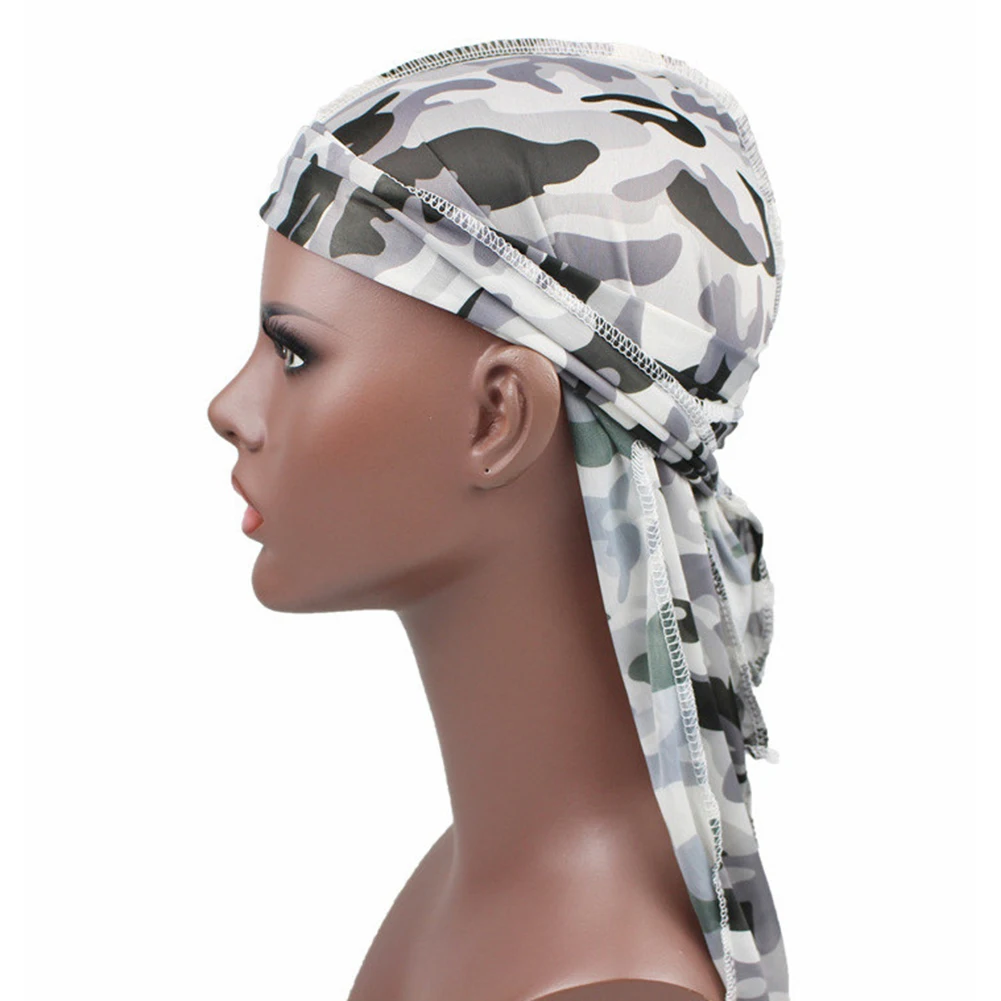

Unisex Head Cover Bandana Headband Hat Colorful Fashion Headwear Bandanas Women Men Long Tail Camo Silky Durags Turban Cap