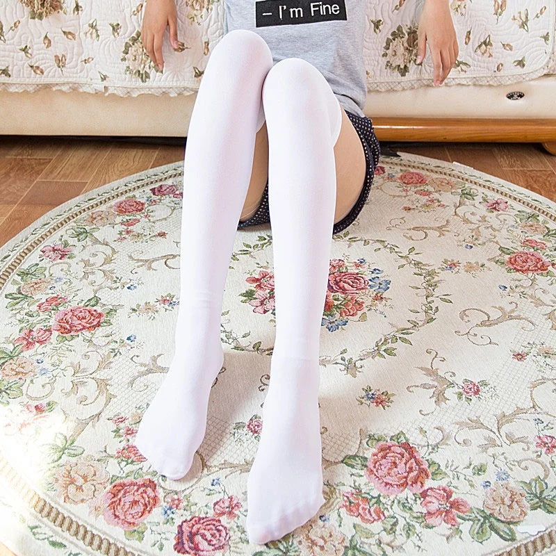 

Women Over Knee Sheer Socks Candy Color Velvet Stockings Non-Slip Thigh High Hold Ups Cosplay