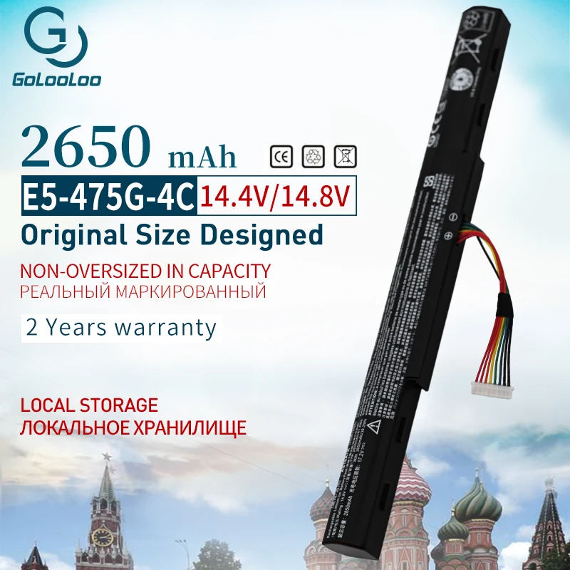 Golooloo 14,8 v/2650 mAh Аккумулятор для ноутбука acer Aspire E5-475G E5-523G E5-553G E5-573G E5-575G E5-774G AS16A5K AS16A7K AS16A8K