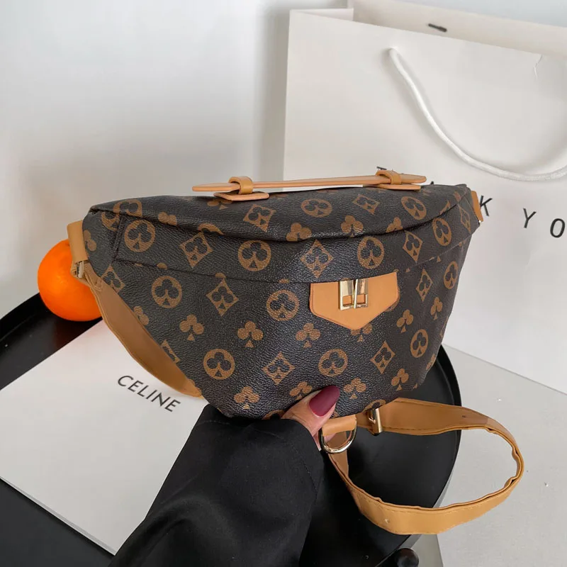 

Повседневные нагрудные сумки для женщин, Кожаная поясная сумка, Классическая брендовая модная сумочка, Женский кошелек через плечо, забавн...