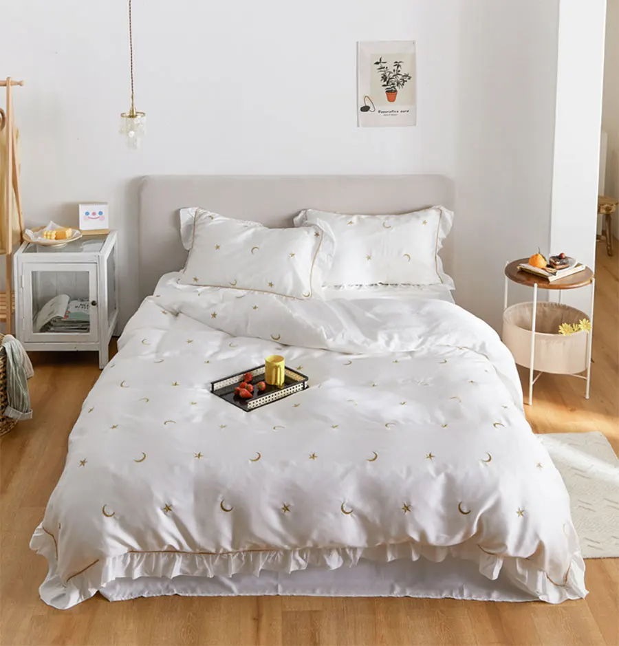 Модный комплект постельного белья с вышивкой в виде вишни двойное