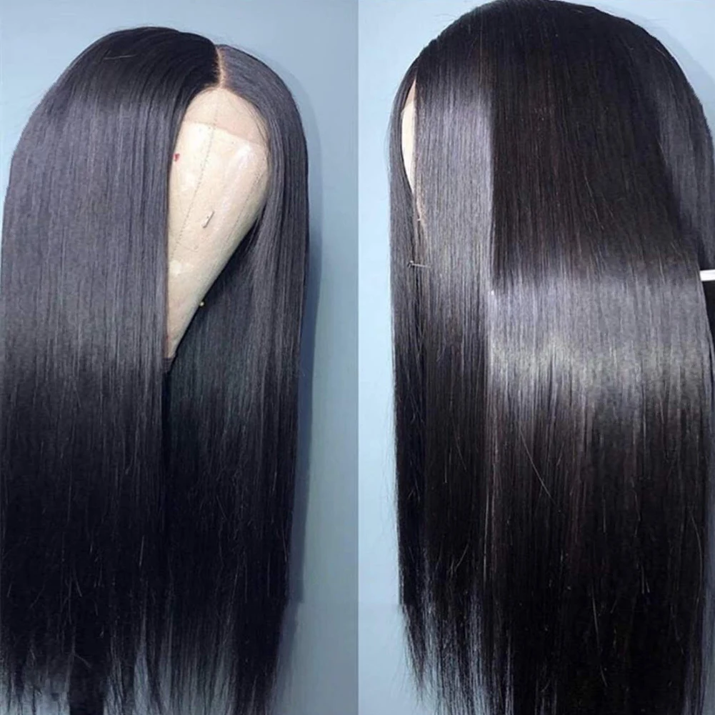 

AIMEYA Black Straight Lace Front Wig 13x6 HD Transparent Lace Frontal Wig Human Hair Wigs Pre Plucked Remy Hair With Baby Hair