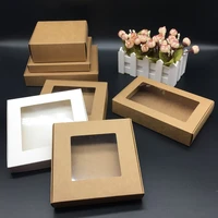 multi size paper gifts packaging boxes 50pcs clease pvc window wedding party candy handmade product storage packing gift boxes