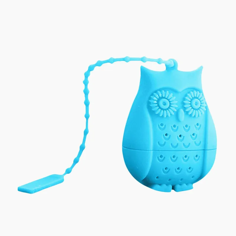 Sky Blue Креативный милый ситечко для чая в виде совы, чайные пакетики, пищевой силикон, фильтр для заварки чая с листьями, рассеиватель, веселые Мультяшные аксессуары для чая - Цвет: Sky Blue