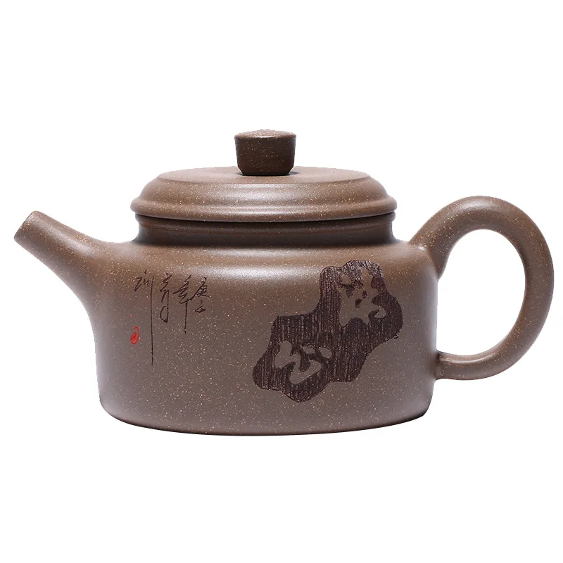 

Clay carving Dezhong teapot and tea set in Yixing Zisha teapot raw ore section