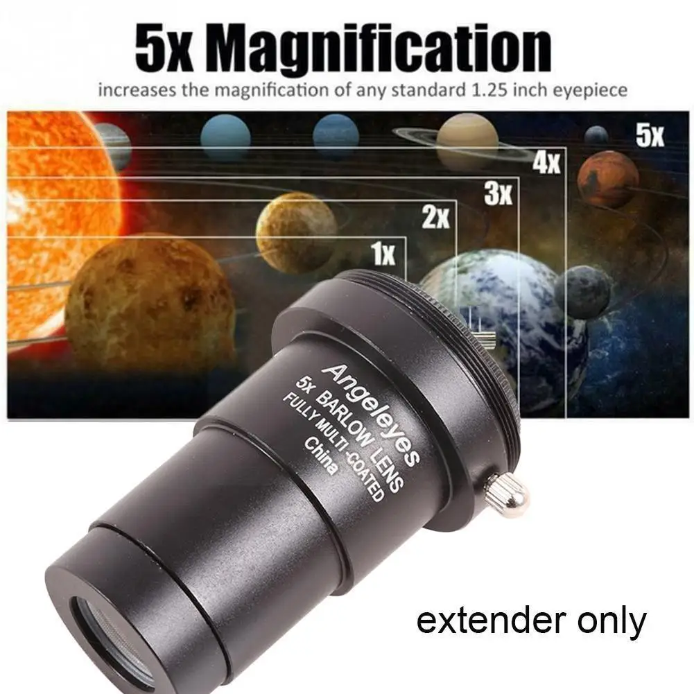 

Angeleyes M42x0.75 Metal 5x Barlow Lens / Barlow 1.25 Lens Binoculars Telescope 31.7mm For Astronomical Eyepiece Inches D1W2