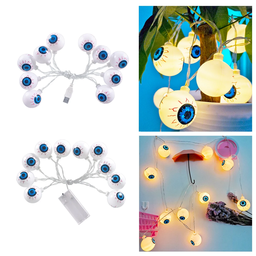 

10 LED 20 LED Waterproof Eyeball Light String USB Battery Powered Halloween Night Light Party Home Decoration Fairy Light