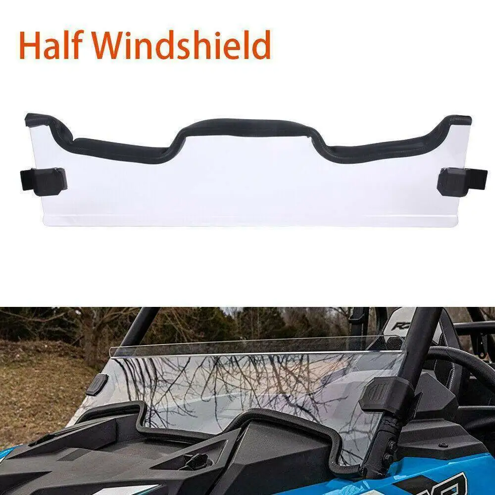 Clear Half Windshield Scratch Resistant Windscreen with Two Clamps Compatible with Polaris RZR XP 1000/4 1000 2019-2020
