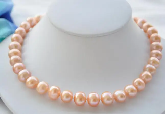 Ювелирные изделия Жемчужное ожерелье Настоящее 17 &quot12 мм круглый розовый
