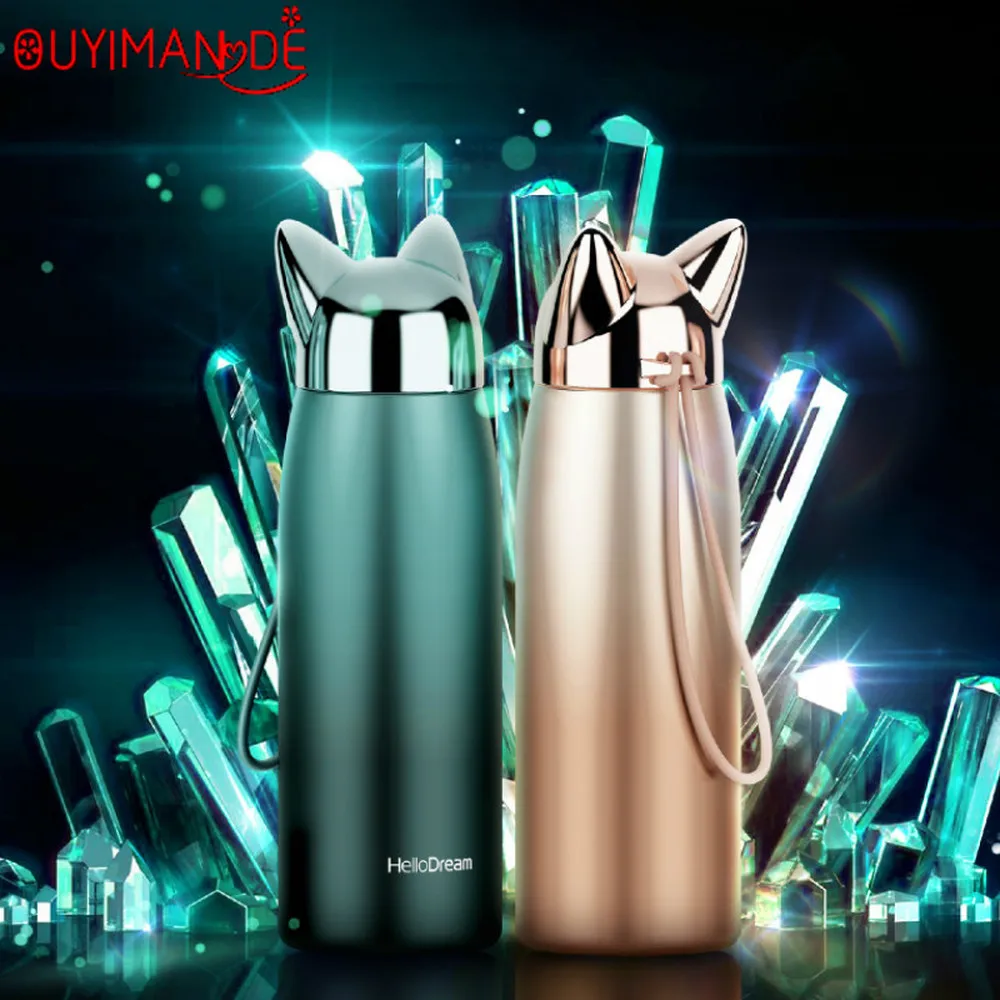 Милая бутылка для воды девочек термос с двойными стенками из нержавеющей стали