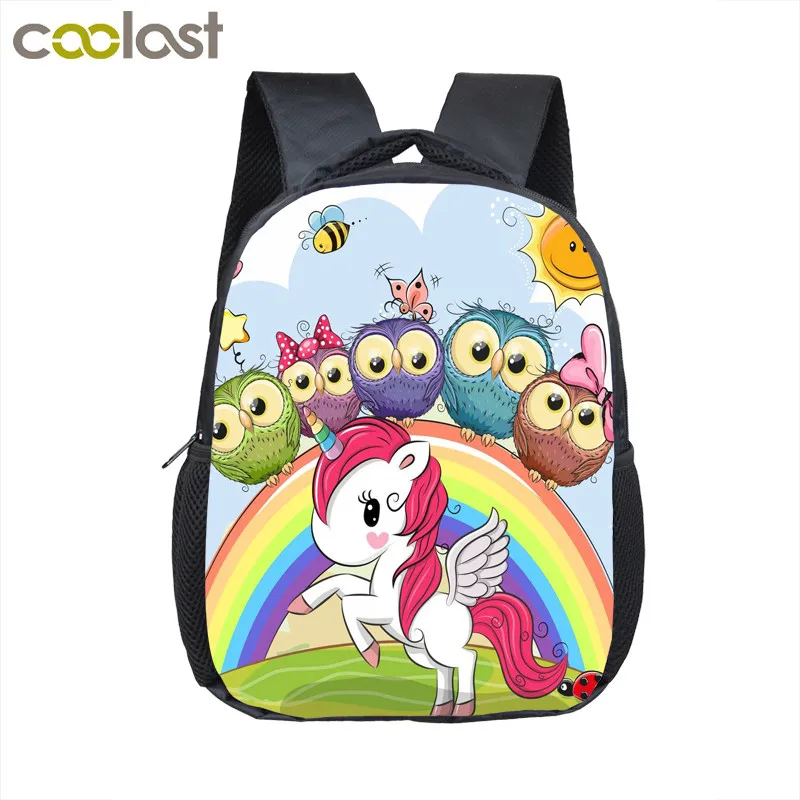 12unicornowl16 Детские школьные сумки с рисунком единорога для мальчиков и девочек, сумка для детского сада, сумка для малышей, детский школьный рюкзак, сумка для книг, подарок - Цвет: 12unicornowl16