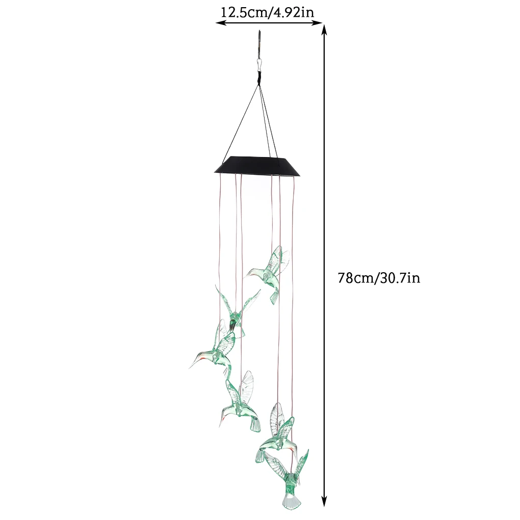 

Wind Chime LED Colorful Solar String Lights Hummingbird Waterproof Color Changing Outdoor Garden Courtyard Hanging Lights