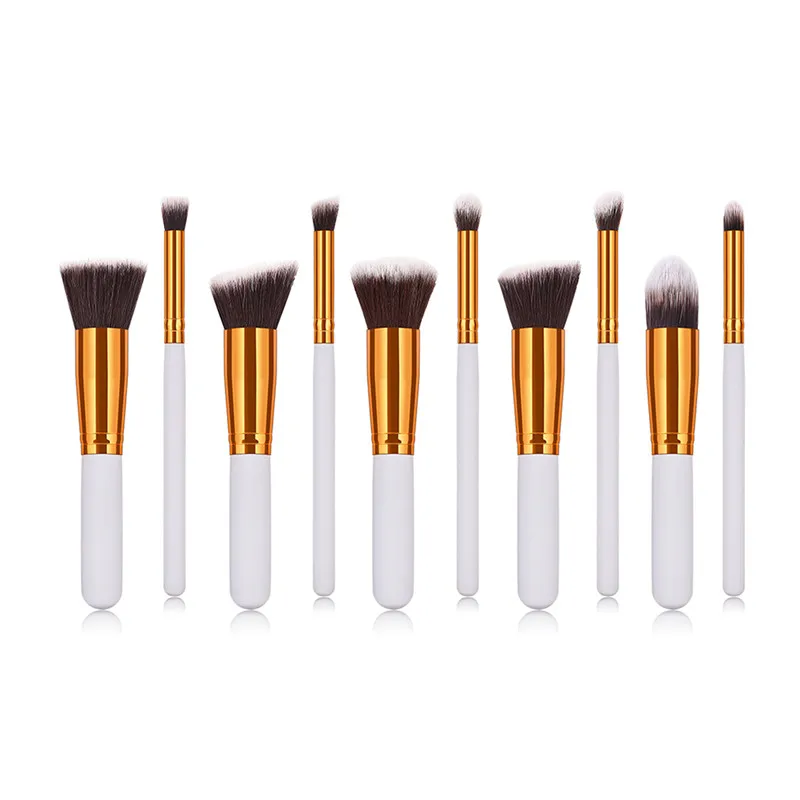 10 Pcs/Set Silver/Golden Makeup Brushes Set pincel maquiagem Cosmetics maquillaje Tool Powder Eyeshadow Cosmetic Sets | Красота и