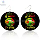 SOMESOOR A Blunt Lip Roll Pretty африканские деревянные висячие серьги с обеими сторонами, женские петли с принтом, висячие украшения для рождественских подарков