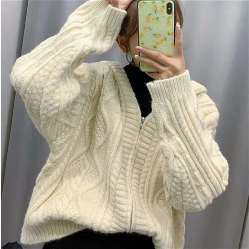 Элегантный женский свитер и кардиган в Корейском стиле Повседневный с капюшоном