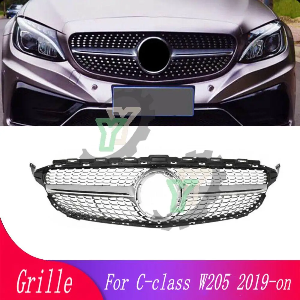 

Car front bumper modified Diamond style grille for Mercedes-Benz C-Class W205 C180 C200 C250 C300 C43 2019+ front racing grill