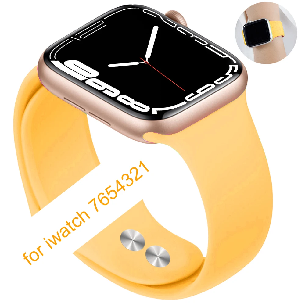 

Silicone Strap For Apple Watch band 44mm 40mm 38mm 42mm 41mm 45mm Rubber belt smartwatch watchband bracelet iWatch 7 Se 654321