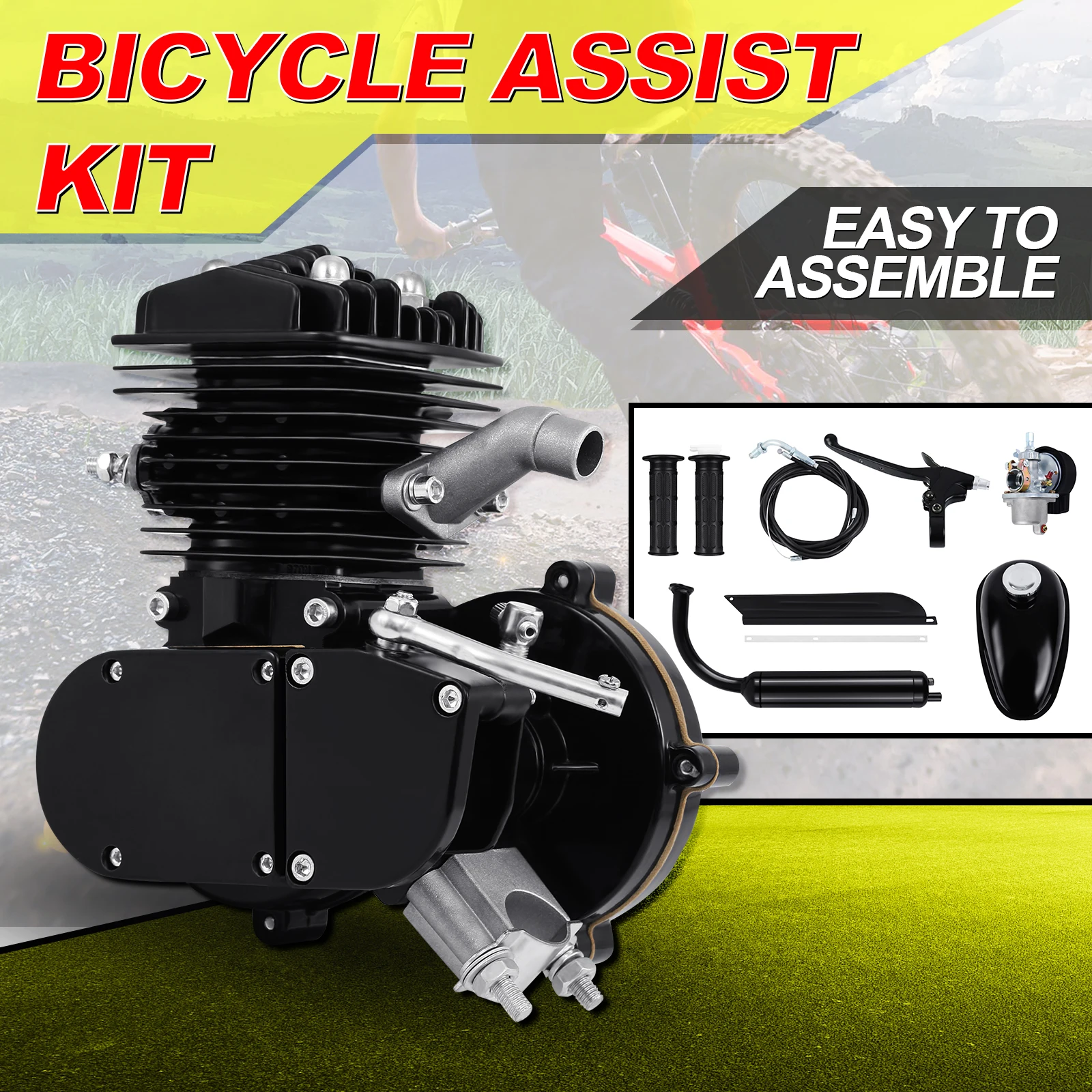 

Yonntech 2-Stroke 80cc 45km/h Bicycle Petrol Engine Motorized Gasoline Cycle Cycling DIY Biciclet Bike Complete Motor Kit Set