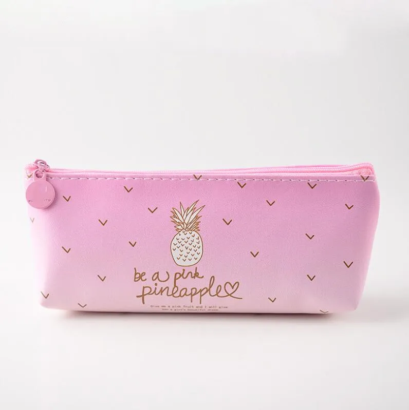 1 шт. Kawaii из искусственной кожи чехол с рисунком ананаса; школьный пенал для карандашей Карандаш сумка, школьные принадлежности канцелярские товары - Цвет: 01
