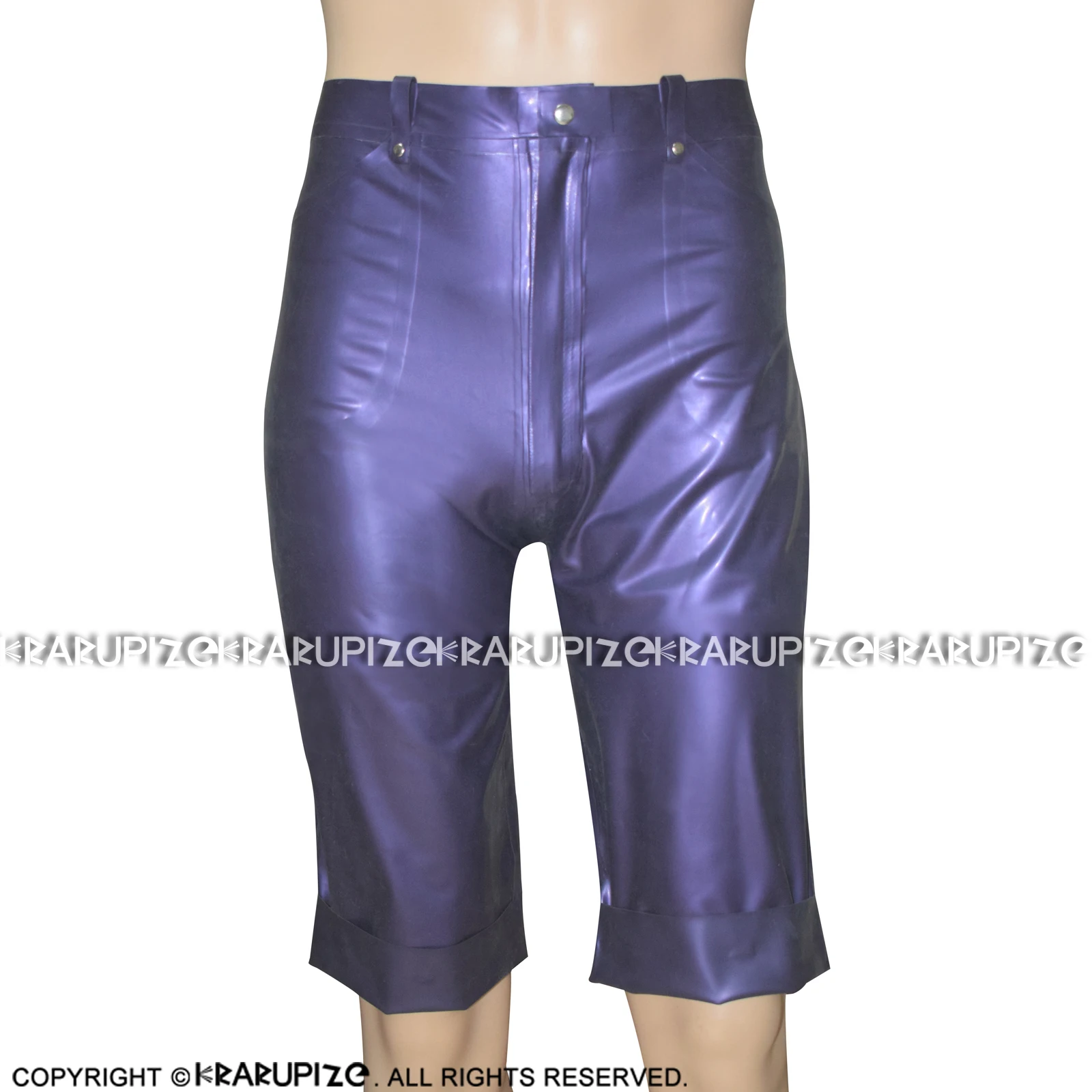 

Pearl Purple Sexy Latex Boxer Shorts With Front Zipper And Pockets Rubber Boyshorts Underpants Underwear DK-0189