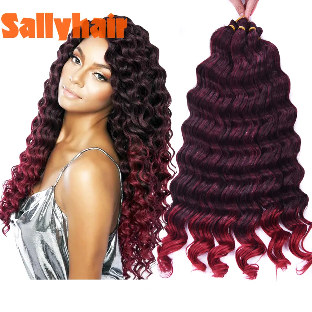 Sallyhair вязанные крючком косички глубокая волна твист наращивание волос