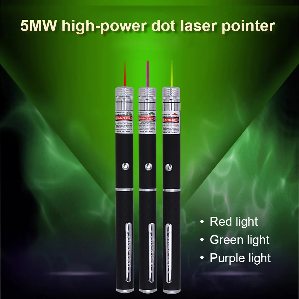 

1/3pcs 5MW Powerful Lottomr Pen Light Pencile 405nm 530nm 650nm Dot Pen with Buiit-in Batteries with Colorful Light Pointer