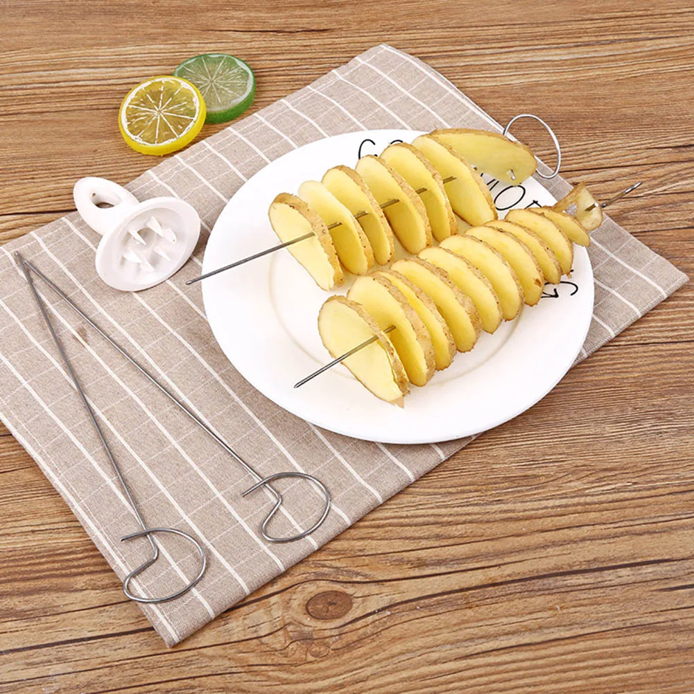 

Potato Slicer Multifunctional Manual Rotate Stainless Steel Plastic Twisted Potato Slice Cutter Spiral DIY Potato Slicer Tool