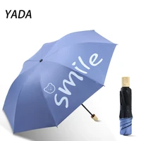 yada high quality letter smile cartoon bear umbrella charm folding rain women uv umbrella for women windproof umbrellas ys210037