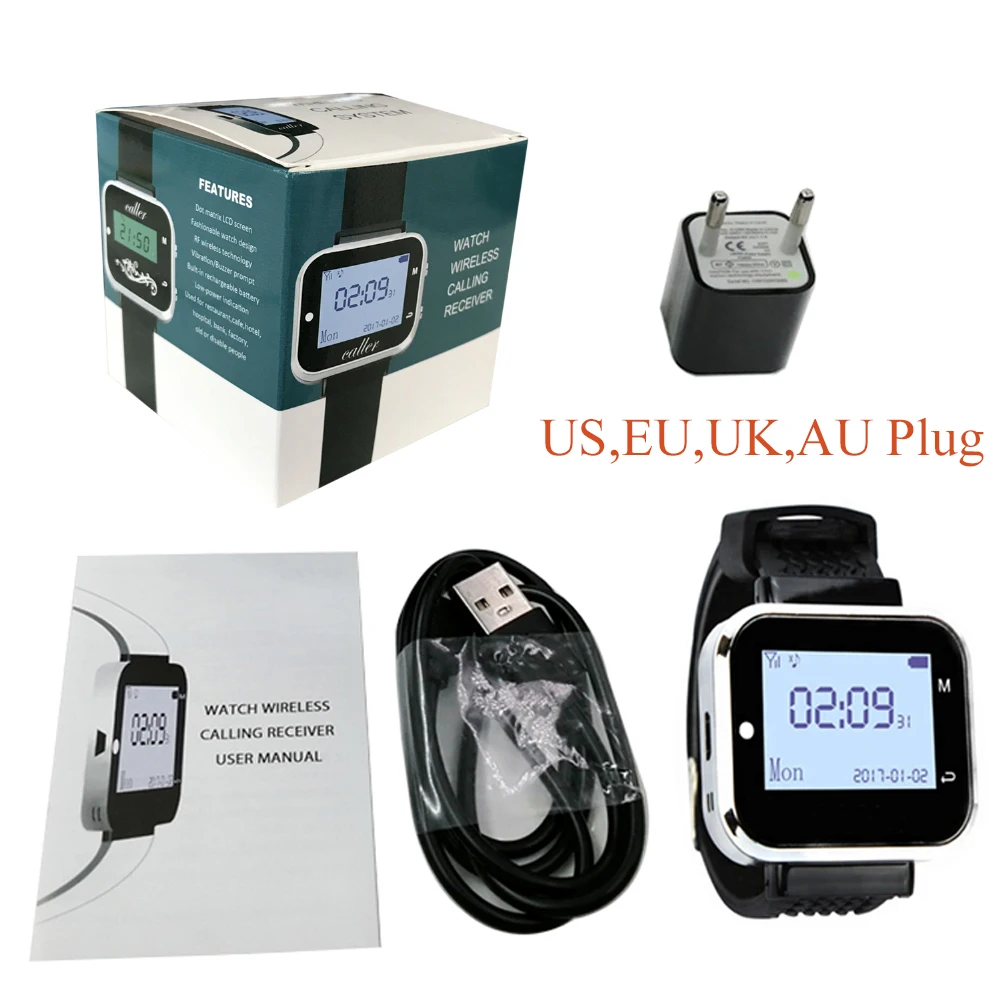 

JINGLE BELLS 10 Call Button+1 Watch Pager receiver Wireless Restaurant Hotel Cafe Service Call Bell Guest Calling Paging system